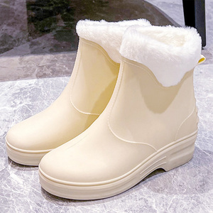 Chaussures imperméables à plateforme haute pour femmes en PVC au design simple et tendance, antidérapantes, bottes <span class=keywords><strong>de</strong></span> <span class=keywords><strong>pluie</strong></span> pour toutes les saisons - Product Image 6