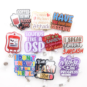 Portacredencial Retráctil de Acrílico con Letra RN con Purpurina y Diseño Personalizado, Serie Médica para Enfermera, Sujetador para Tarjeta de Identificación y <span class=keywords><strong>Nombre</strong></span>, Accesorios para Enfermería - Product Image 4