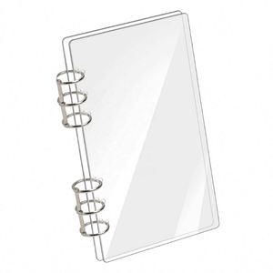 Couverture de carnet A6 en acrylique transparent à 6 anneaux avec anneaux ronds en métal doré, organisateur pour le bureau, la maison ou l'école - Product Image 1