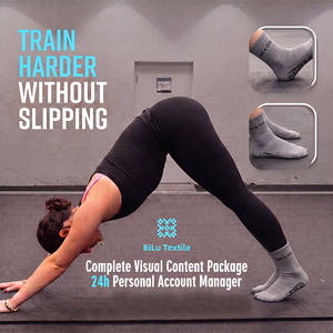 Calcetines de Pilates BiLu para Mujer, Calcetines de Yoga con Agarre de Silicona, Mezcla de Algodón, Etiqueta Privada, Empaque Personalizado, Intertek - Product Image 1