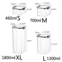 Ensemble de contenants de stockage alimentaire en plastique pour réfrigérateur de cuisine, boîte à nouilles, réservoir de stockage multigrains, boîtes scellées transparentes