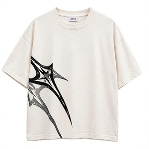 Camiseta Extra Grande Personalizada con Logotipo Frontal para Hombre, 100% Algodón, Estampado Tribal, Estilo Urbano Y2K, Manga Corta, Cuello Redondo - Product Image 1