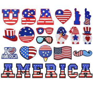 人気のアメリカ国旗シューズチャームPvcソフトラバーシューズアクセサリー独立記念日アメリカシューズチャームクロッグチャームキッズギフ - Product Image 4