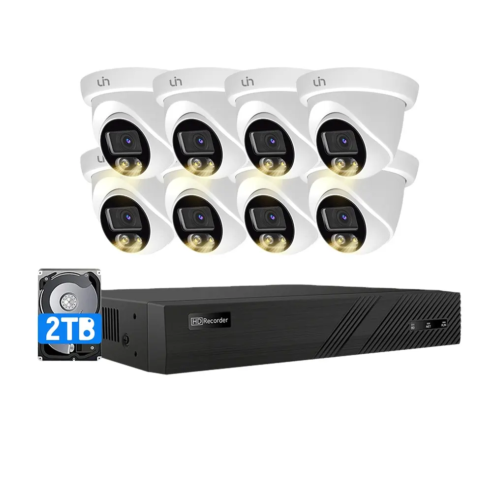 제조업체 가격 AHD 5MP 아날로그 카메라 키트 8ch DVR 4-IN-1 동축 ColorVu 고정 포탑 카메라 CCTV 보안 시스템