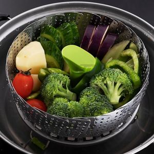 High Quality 9 Inch Stainless Steel Steam <b>Cooker</b> Expandable Handle Vegetable Steamer Basket <b>Small</b> Kitchen Accessory - Product Image 3