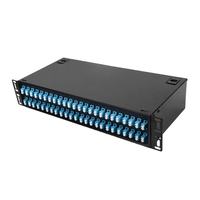 Kotak ODF 1U 19 Inci dengan Logo Kustom, Panel Patch Fiber Optik 24 Port SC UPC untuk FTTH FTTB FTTX