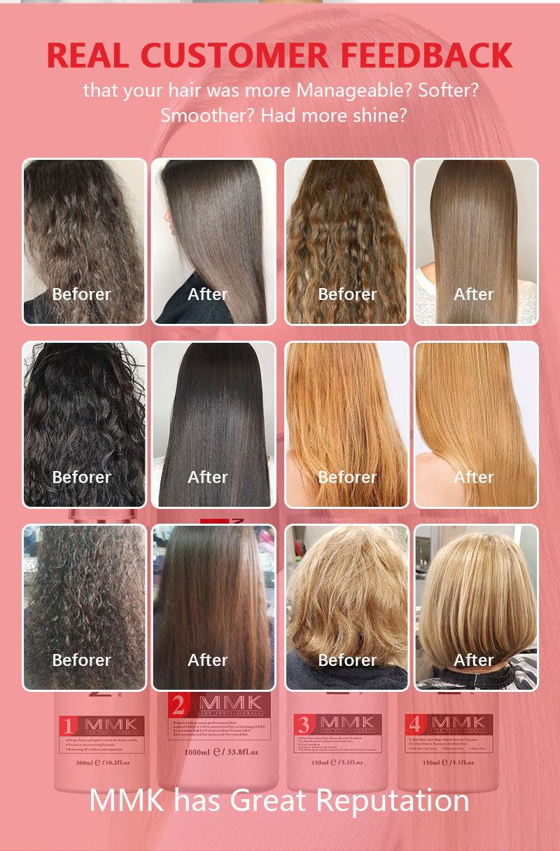 MMK Professional Salon Hair Care Set Hair Straightening Purple Cream  Formaldehyde Free Blowout Brazilian Keratin Hair Treatment