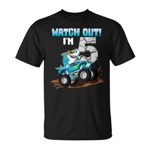 Camiseta de cumpleaños número 5 de Shark Monster Truck para niños de 5 años, regalo para jugadores - Product Image 2