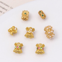 Simple 6-9mm Micro Zircon Creux Rond Lâche Perlé Grande Petite Perle D'espacement pour DIY Bracelet Collier Bijoux Accessoires