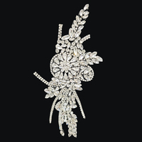 Patch brodé vertical en strass motif vigne florale pour côté de pantalon et robe, DIY, fait main, applique en strass pour embellir