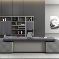 Luxueux mobilier de bureau exclusif pour PDG, bureau de direction haut de gamme en bois noir, bureau de direction moderne