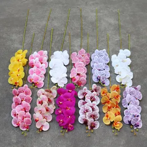 X267-orquídeas de Phalaenopsis de 9 cabezas, impresión 3d Artificial individual, sensación de tacto Real, orquídeas, centro de mesa, decoración de boda y hogar