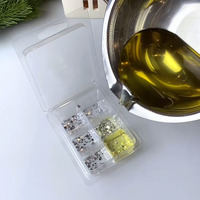 Wachsbox mit 6 Fächern, rechteckig, mit Weihnachtsbaum-Druck, aus transparentem PET, Einweg-Aromatherapie-Kerzenblister für ätherische Öle und Gel