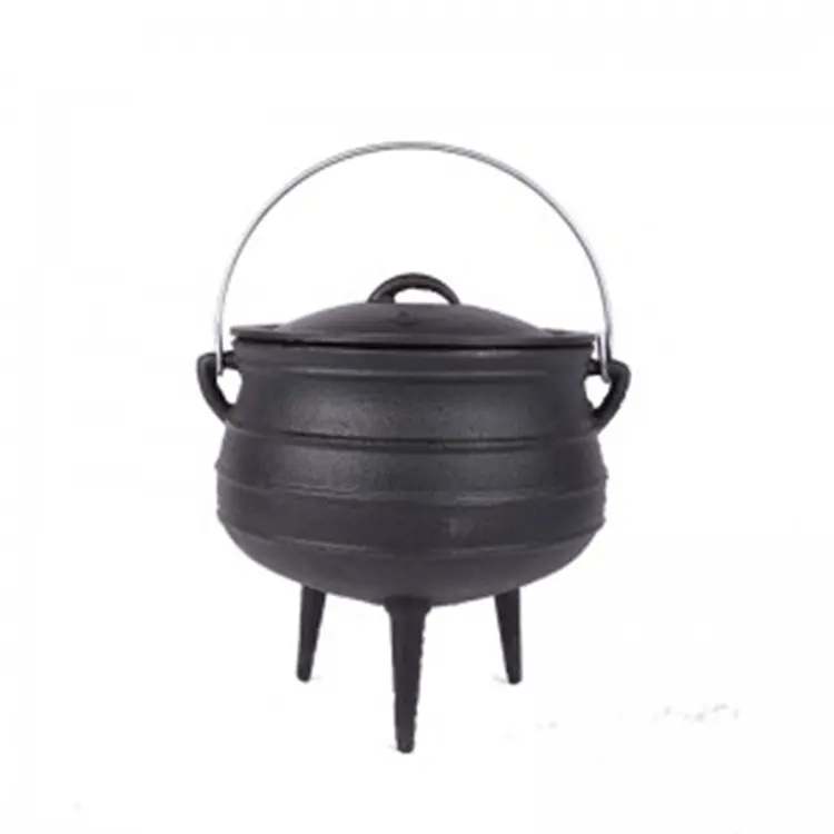 Pre-seasoned camping outdoor cookware set cooking casserole Cast Iron three legs South African Pot