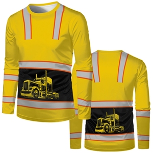 T-shirts de sécurité à manches longues personnalisés pour hommes, construction, déménagement, <span class=keywords><strong>haute</strong></span> <span class=keywords><strong>visibilité</strong></span>, respirants, protection solaire, réfléchissants, ANSI Classe 3 - Product Image 2