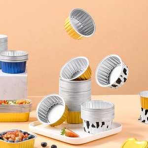 ถ้วยเค้กฟอยล์ทรงกลมพร้อมฝาพลาสติกภาชนะสำหรับอบอลูมิเนียมสีทองขนาดเล็กแบบใช้แล้วทิ้ง - Product Image 5