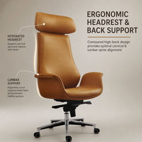 Chaise de bureau ergonomique à dossier haut avec siège pivotant réglable en cuir PU, appui-tête fixe et base à 5 étoiles