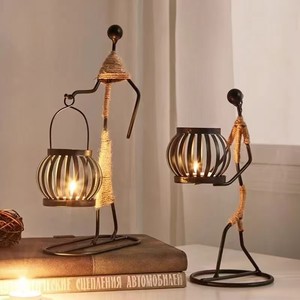 Portavelas de hierro con aroma romántico Vintage personalizado, decoraciones de Metal para el hogar, modelo pintado a mano - Product Image 1