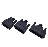 Venta de fábrica DB9/DB15/DB25 carcasa negra de plástico macho y hembra, capucha de plástico D-sub de plástico negro