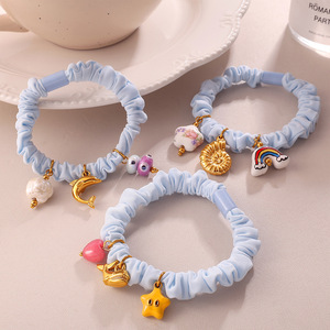 Coleteros de color azul claro con dijes de acero inoxidable, colgante en forma de corazón, accesorios de uso diario FQ01LB - Product Image 3