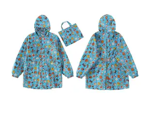 Japan children raincoat boys and girls children light thin with zipper bag kids poncho