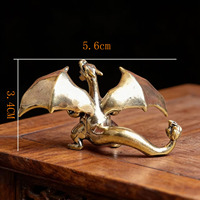 Statue vintage en bronze - Figurine animale - Petite figurine de dragon cracheur de feu - Décoration pour la maison ou pour le thé (tea pet)