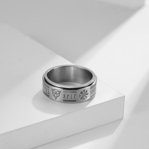 Bague homme rune en acier inoxydable Bague tournante littérature Viking nordique - Product Image 5