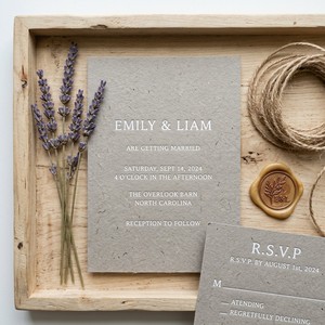 Conjunto de Invitaciones de Boda Personalizadas con Impresión Tipográfica |   Papel Ecológico con Tinta Blanca para Impresión de Pequeños Lotes para Diseñadores - Product Image 2