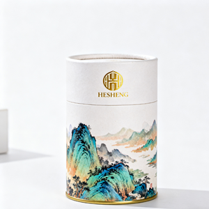 Tubo <span class=keywords><strong>de</strong></span> Papel <span class=keywords><strong>de</strong></span> Lujo Personalizable <span class=keywords><strong>de</strong></span> Tres Piezas para Te Cajas Redondas con Logotipo en Hot Stamping y Tamano Personalizado - Product Image 1