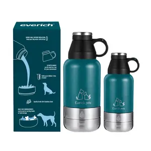 Lekvrije Draagbare Voedsel En Water Kom Voor Honden Met Draagtas 32Oz Geïsoleerde Hond Reizen Waterfles