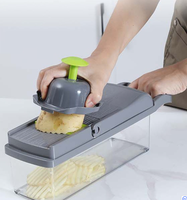 Accessoires de Cuisine 15 en 1, Hachoir à Légumes Multifonction Manuel en Plastique, Trancheuse Mandoline, Coupe-Oignons, Dés à Légumes