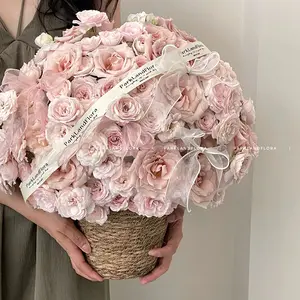 Aierflorist Lino Rosa cubo Holding Pail Flor regalo cubo caja bolsa <span class=keywords><strong>cesta</strong></span> - Product Image 1