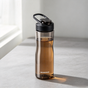 Bouteille d'eau portable en plastique avec logo personnalisé, couvercle à clapet, poignée, graduations, anti-fuite, pour le sport, la gym et les activités de plein air - Product Image 3