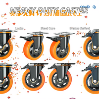 Roulettes pivotantes robustes en acier forgé de 8 mm avec frein total, plaque supérieure, roulement à billes, revêtement électrophoretique FELLCO CN100-22