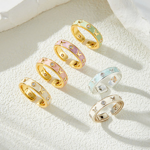 Sweet Enamel Micro Painted Zirconia Butterfly Open <b>Ring</b> Adjustable Index <b>Finger</b> Fashion Jewelry Gift - Product Image 1