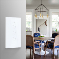 Interruptor de Luz WiFi 2.4G Tuya, Interruptor Inteligente Estándar Estadounidense, Control por Temporizador, Interruptores de Pared de Vidrio de 1/2/3/4 Vías, Universal, Compatible con ALEXA