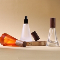 Nouveau produit – Flacon de parfum à pulvérisation fine de 15 ml avec couvercle en bois de bambou à fond épais, dégradé givré couleur thé, pour huiles essentielles