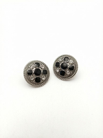 Rivets métalliques en alliage de zinc style gothique, argent antique, pierre noire, 21 mm, à clipser, avec incrustation de strass et bordure en corde, pour chemises et manteaux