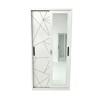Armoire de rangement métallique à 2 portes coulissantes en acier avec miroir pour chambre à coucher et bureau