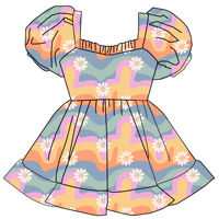 Robe d'été pour filles et tout-petits, motif floral, style princesse, en tissu bambou doux, manches bouffantes, longueur genou, vêtements pour filles