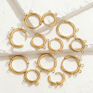 Multi Loop Hoop Earring Connector | 18K PVD Gold Plated Stainless Steel Round Hoops for DIY Charm Earrings Jewelry Making - Product Image 1