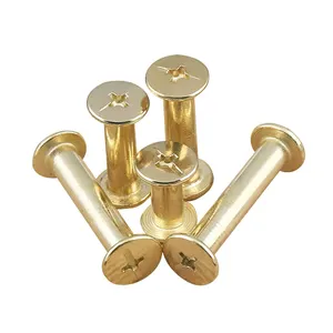 Stainless steel 2mm Golden gold Brass Male And Female Sex Binding Post Screw Account Book Brass chicago screw for Leather