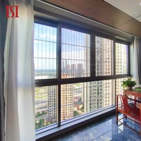 Ventana corredera de aluminio personalizada de marca superior, segura y confiable, fácil de limpiar con patrón de apertura horizontal y malla de pantalla de Villa
