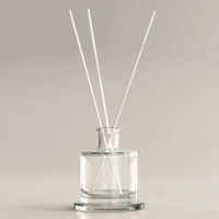 Bouteilles diffuseuses en verre rond à base épaisse, personnalisables en usine, de 50 ml à 300 ml, pot d'aromathérapie, logo et couleur personnalisables disponibles