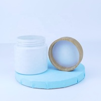 Großhandel Leere Weiße Glas-Lotion-Cremetiegel Zylindrische Runde Kerzenbehälter 180g mit Bambusdeckel
