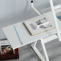 Bureau d'art de table de rafting blanc avec prise de courant et tabouret Table de dessin inclinable réglable Bureau d'artiste Station de travail artisanale