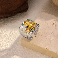 Bague ouverte Mirawell tendance et délicate en acier inoxydable plaqué or, étanche, motif vent marin, étoile de mer, coquillage et cocotier, pour bijoux de fête