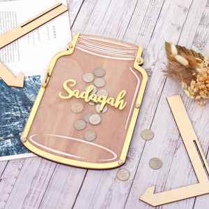 New Muslim Children <b>Islamic</b> Home Decor Eid <b>Gift</b> Ramadan Sadaqah Acrylic Charity Jar Stand - Product Image 2