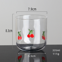 Gelas Kaca Borosilikat Desain Ceri 3D untuk Minuman Kopi Matcha Teh