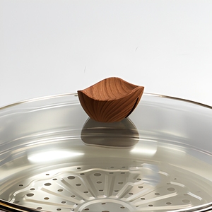 Sartén Profunda Antiadherente de Aleación de Aluminio y Cerámica, <span class=keywords><strong>Wok</strong></span>, Olla Grande <span class=keywords><strong>para</strong></span> Cocinar, con Mango con Diseño de Madera y Vaporera - Product Image 5